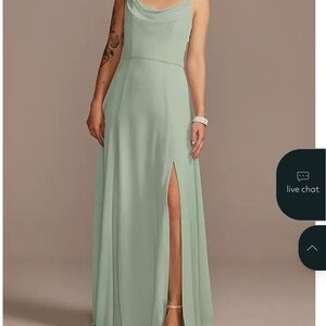 David's Bridal One Shoulder green/sage Dress